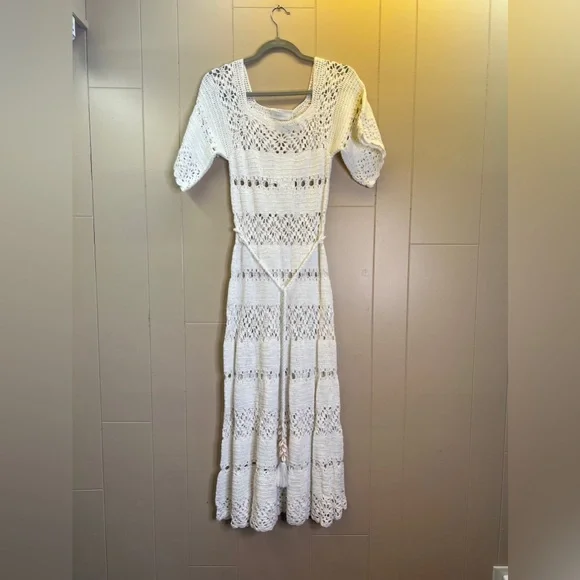 Zimmermann Cassia Open Weave Crochet Midi Dress Size 8 NWT Ivory - Picture 2 of 10